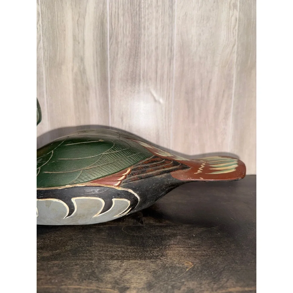 Vintage Hand Painted Wooden Wood Duck Decoy Decorative Folk‎ Art Figurine